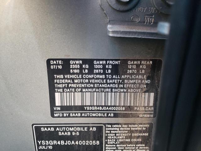 Photo 10 from auction – 2010 SAAB 9-5 AERO with VIN YS3GR4BJ0A4002058
