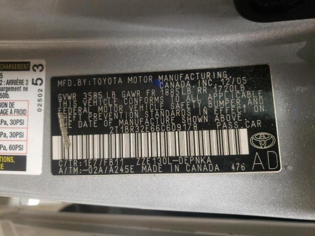 Photo 10 from auction – 2006 TOYOTA COROLLA CE with VIN 2T1BR32E66C609178