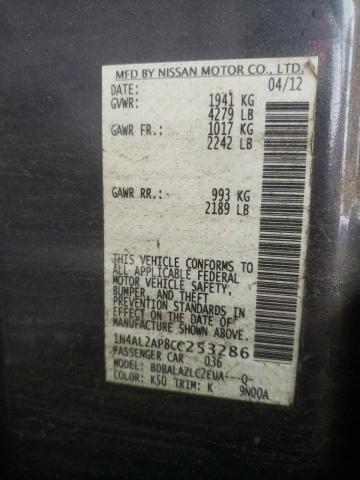 Photo 10 from auction – 2012 NISSAN ALTIMA BAS with VIN 1N4AL2AP8CC253286