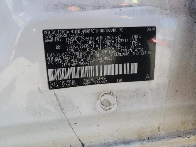 Zdjęcie 10 z aukcji – 2010 TOYOTA RAV4 z VIN 2T3ZF4DV1AW044217