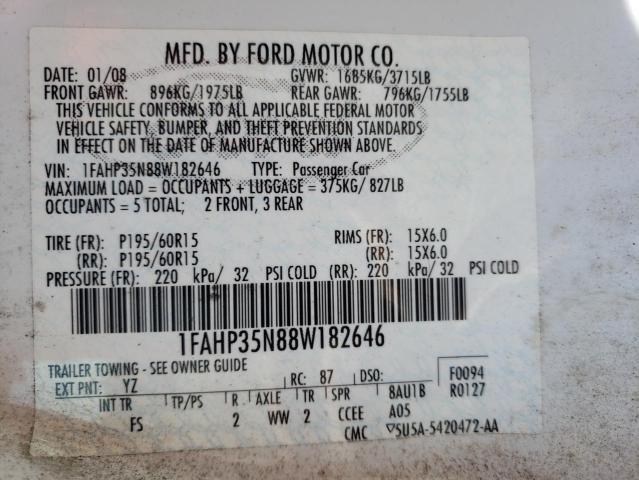 صورة رقم 10 من المزاد - 2008 FORD FOCUS مع VIN 1FAHP35N88W182646