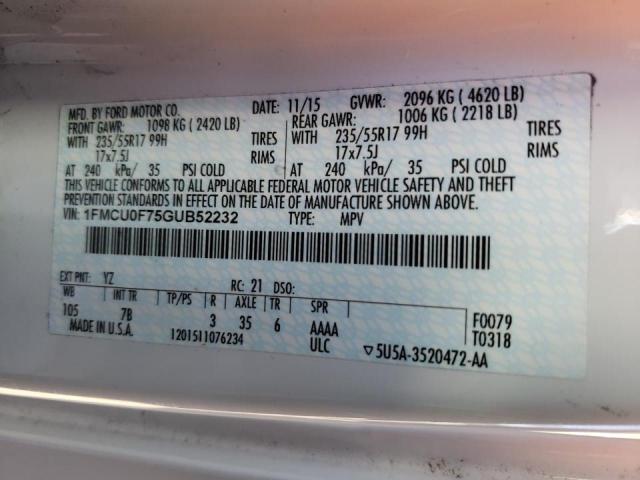 Photo 10 from auction – 2016 FORD ESCAPE S with VIN 1FMCU0F75GUB52232