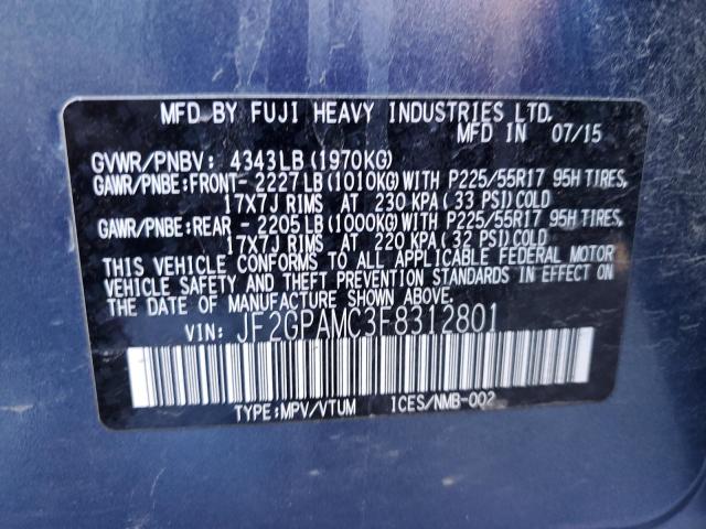 Photo 10 from auction – 2015 SUBARU XV CROSSTR with VIN JF2GPAMC3F8312801