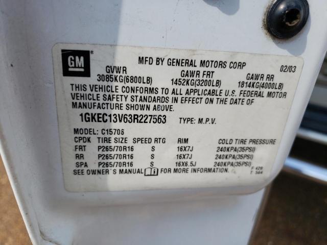 Photo 10 from auction – 2003 GMC YUKON with VIN 1GKEC13V63R227563