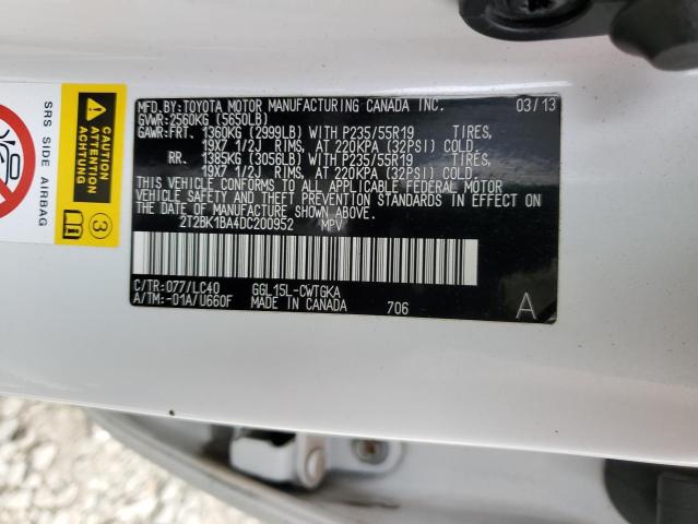 Photo 10 from auction – 2013 LEXUS RX 350 BAS with VIN 2T2BK1BA4DC200952