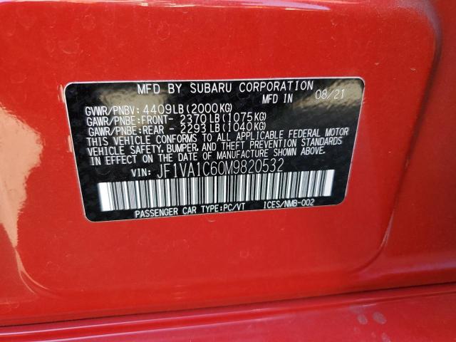 Photo 10 from auction – 2021 SUBARU WRX PREMIU with VIN JF1VA1C60M9820532