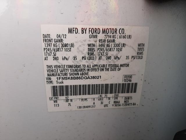 Photo 10 from auction – 2013 FORD EXPLORER with VIN 1FM5K8B86DGA38021