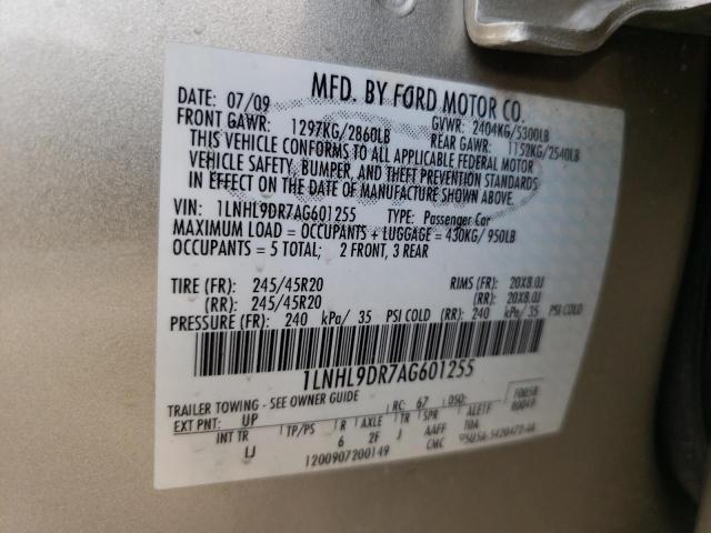 Photo 10 from auction – 2010 LINCOLN MKS with VIN 1LNHL9DR7AG601255