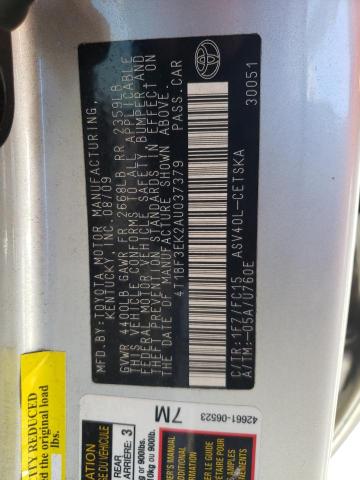 Photo 10 from auction – 2010 TOYOTA CAMRY BASE with VIN 4T1BF3EK2AU037379