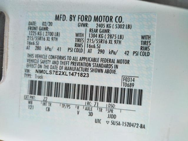 Photo 10 from auction – 2020 FORD TRANSIT CO with VIN NM0LS7E2XL1471823