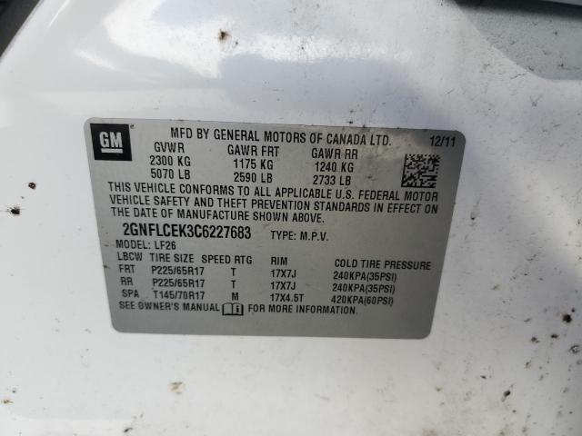 Photo 10 from auction – 2012 CHEVROLET EQUINOX LS with VIN 2GNFLCEK3C6227683