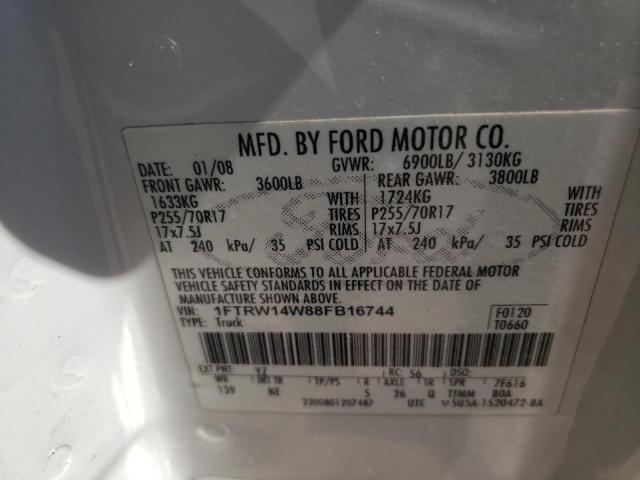 Photo 10 from auction – 2008 FORD F150 SUPER with VIN 1FTRW14W88FB16744