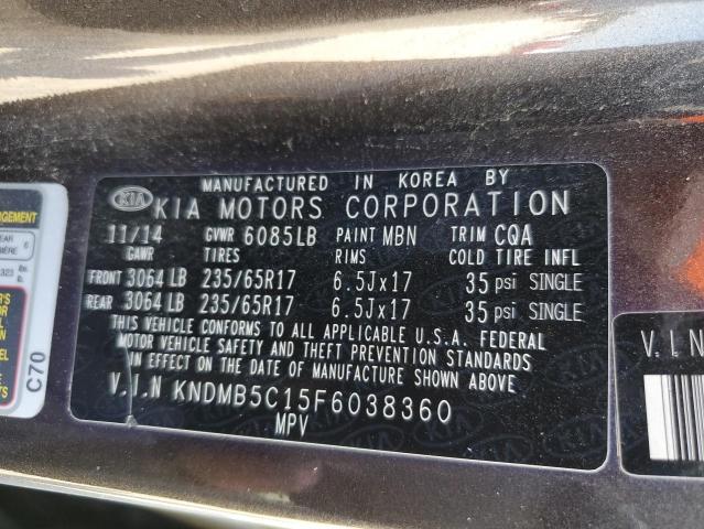 Photo 10 from auction – 2015 KIA SEDONA LX with VIN KNDMB5C15F6038360