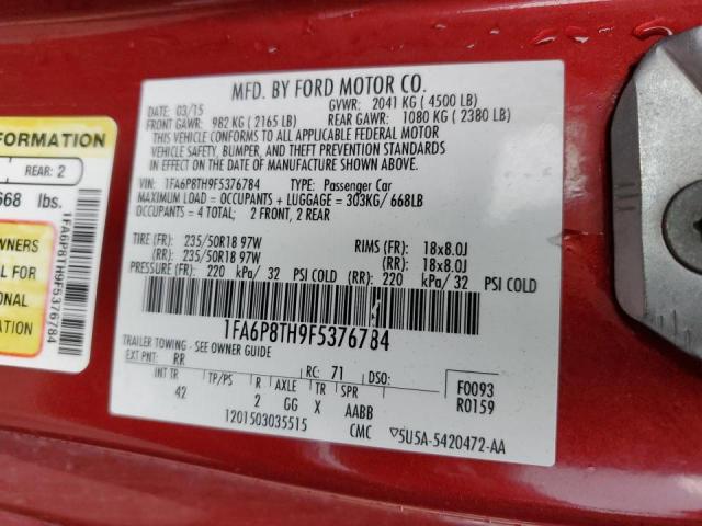 Photo 10 from auction – 2015 FORD MUSTANG with VIN 1FA6P8TH9F5376784