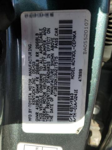 Photo 10 from auction – 2003 TOYOTA CAMRY LE with VIN 4T1BE32K13U217575