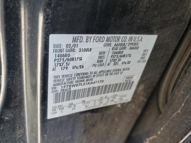Photo 10 from auction – 2001 FORD F150 SUPER with VIN 1FTRW07L31KA41170
