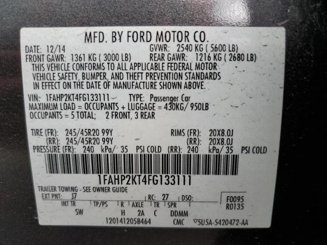 Photo 10 from auction – 2015 FORD TAURUS SHO with VIN 1FAHP2KT4FG133111
