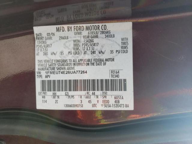 Photo 10 from auction – 2006 FORD EXPLORER E with VIN 1FMEU74E26UA77264
