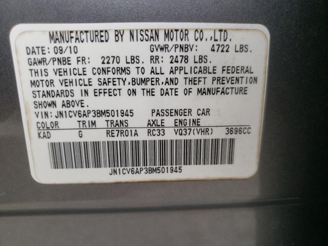Photo 10 from auction – 2011 INFINITI G37 BASE with VIN JN1CV6AP3BM501945