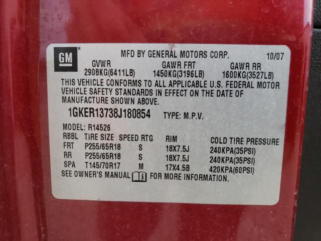 Photo 10 from auction – 2008 GMC ACADIA SLE with VIN 1GKER13738J180854