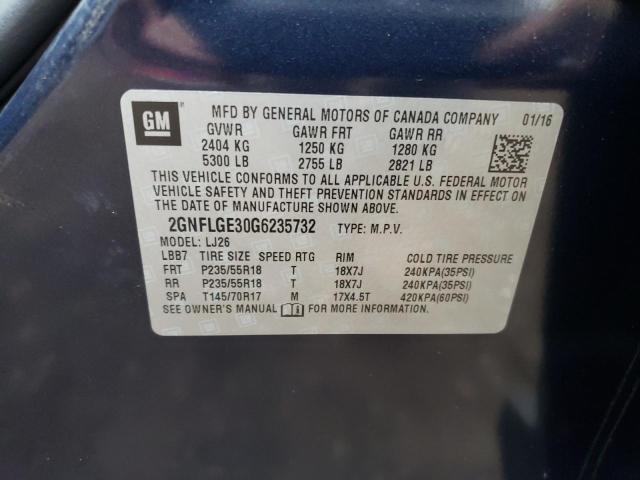 Photo 10 from auction – 2016 CHEVROLET EQUINOX LT with VIN 2GNFLGE30G6235732