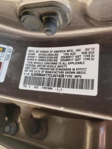 Photo 10 from auction – 2012 HONDA CR-V EXL with VIN 5J6RM4H77CL041436