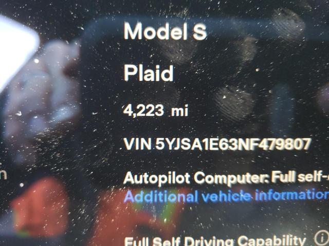 Photo 8 from auction – 2022 TESLA MODEL S with VIN 5YJSA1E63NF479807