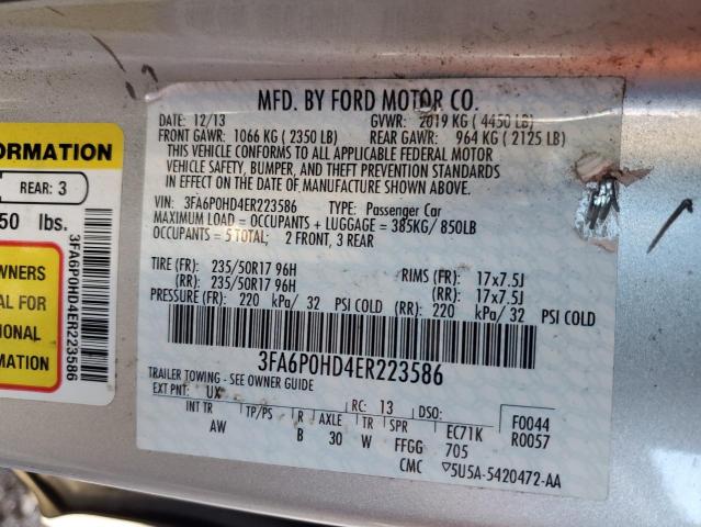 Photo 10 from auction – 2014 FORD FUSION SE with VIN 3FA6P0HD4ER223586