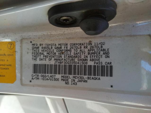 Photo 10 from auction – 2003 LEXUS ES 300 with VIN JTHBF30G335041508