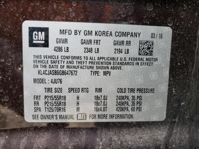 Photo 10 from auction – 2016 BUICK ENCORE with VIN KL4CJASB6GB647672