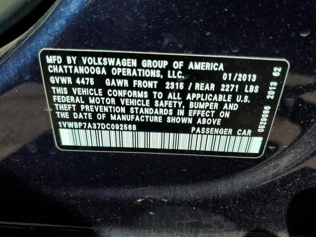 Photo 10 from auction – 2013 VOLKSWAGEN PASSAT with VIN 1VWBP7A37DC092568
