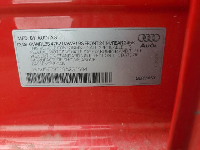 Photo 10 from auction – 2006 AUDI ALL MODELS with VIN WAUDF78E16A231594