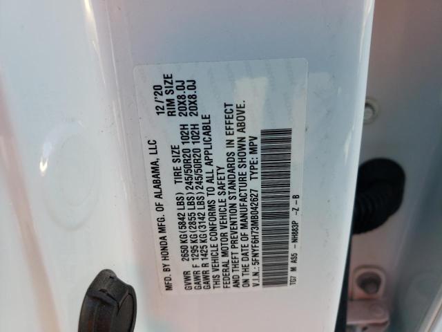 Photo 10 from auction – 2021 HONDA PILOT BLAC with VIN 5FNYF6H73MB042627