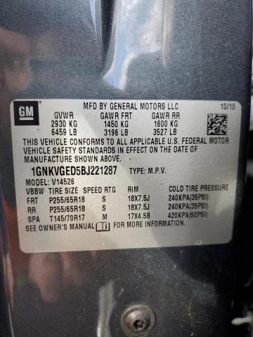 Photo 10 from auction – 2011 CHEVROLET TRAVERSE L with VIN 1GNKVGED5BJ221287