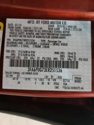 Photo 10 from auction – 2014 FORD FUSION S with VIN 3FA6P0G73ER251536