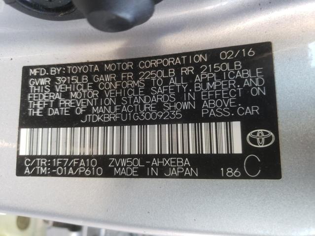 Photo 10 from auction – 2016 TOYOTA PRIUS with VIN JTDKBRFU1G3009235