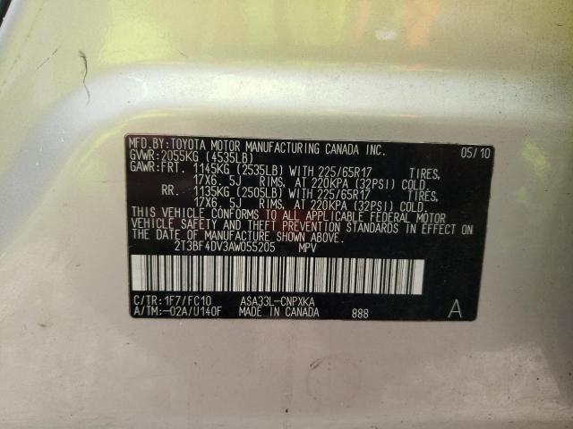Photo 10 from auction – 2010 TOYOTA RAV4 with VIN 2T3BF4DV3AW055205
