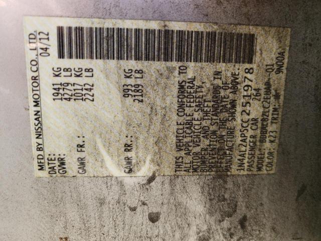 Photo 10 from auction – 2012 NISSAN ALTIMA BAS with VIN 1N4AL2AP5CC251978