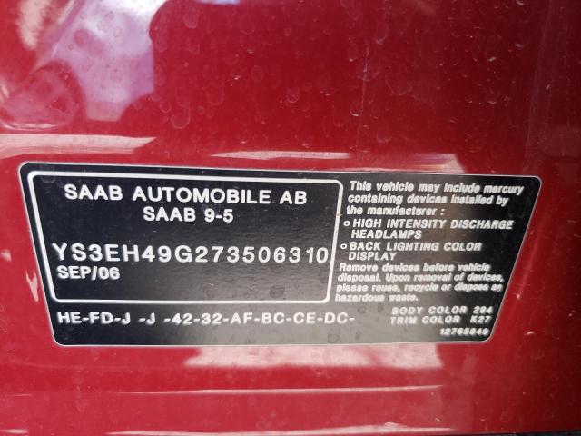 Photo 10 from auction – 2007 SAAB 9-5 AERO with VIN YS3EH49G273506310