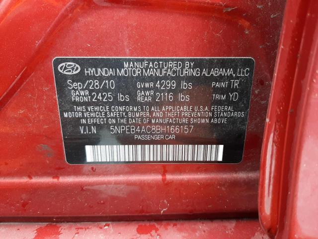 Photo 10 from auction – 2011 HYUNDAI SONATA GLS with VIN 5NPEB4AC8BH166157