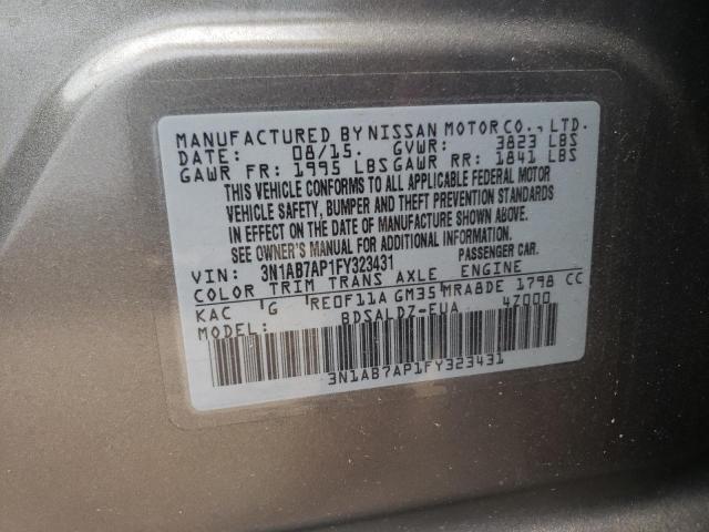 Photo 10 from auction – 2015 NISSAN SENTRA S with VIN 3N1AB7AP1FY323431