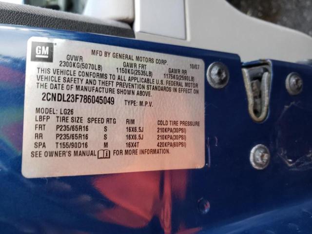 Photo 10 from auction – 2008 CHEVROLET EQUINOX with VIN 2CNDL23F786045049