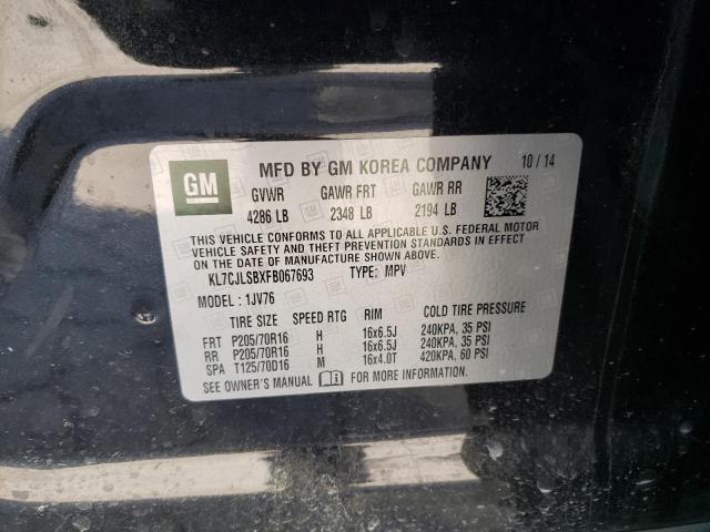 Photo 10 from auction – 2015 CHEVROLET TRAX 1LT with VIN KL7CJLSBXFB067693