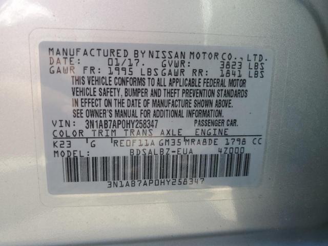 Photo 10 from auction – 2017 NISSAN SENTRA S with VIN 3N1AB7AP0HY258347