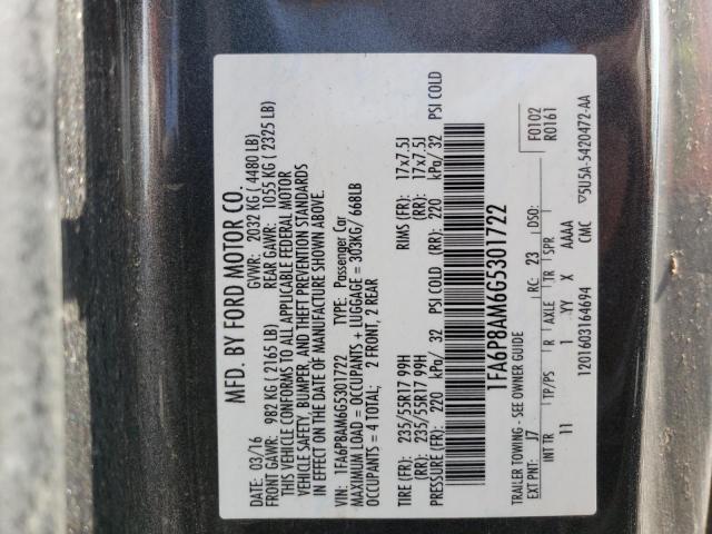 Photo 10 from auction – 2016 FORD MUSTANG with VIN 1FA6P8AM6G5301722