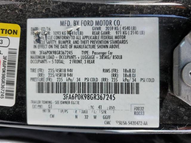 Photo 10 from auction – 2016 FORD FUSION TIT with VIN 3FA6P0K98GR367245