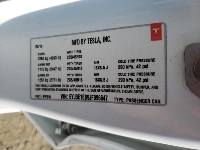 Photo 10 from auction – 2018 TESLA MODEL 3 with VIN 5YJ3E1EB9JF096647