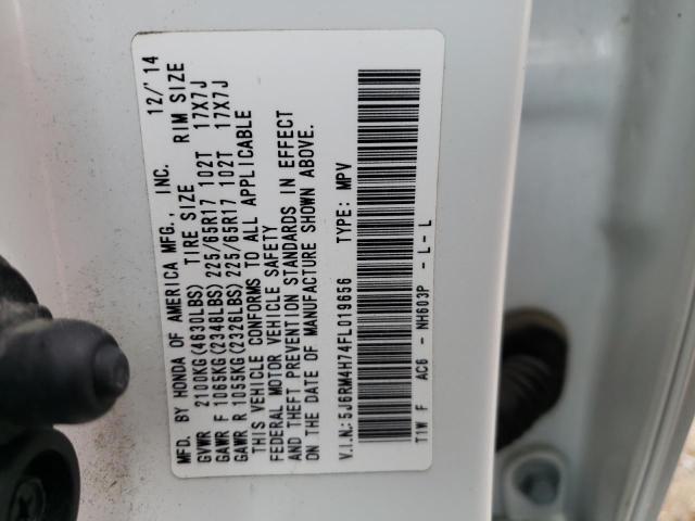 Photo 10 from auction – 2015 HONDA CR-V EXL with VIN 5J6RM4H74FL019656