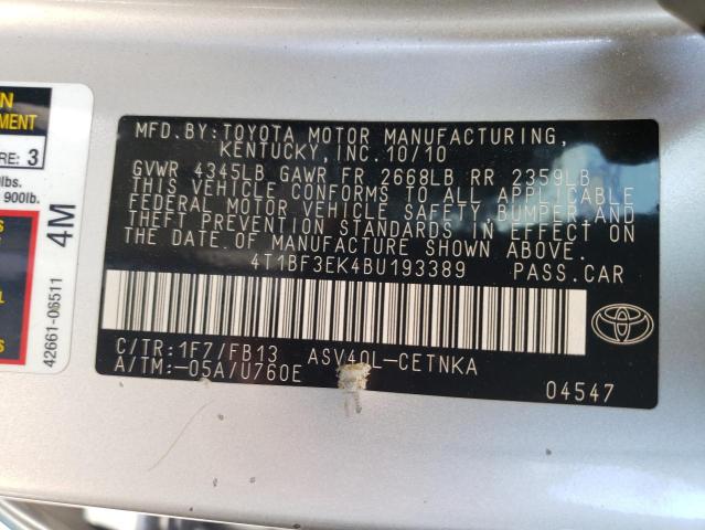Photo 10 from auction – 2011 TOYOTA CAMRY BASE with VIN 4T1BF3EK4BU193389