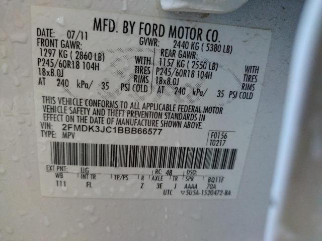 Photo 10 from auction – 2011 FORD EDGE SEL with VIN 2FMDK3JC1BBB66577